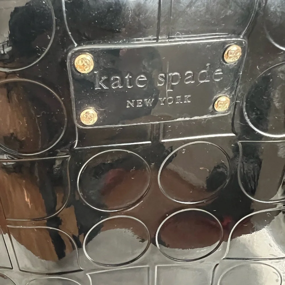Kate Spade Wellesley Quinn Black Patent Satchel Embossed Ace of ♠️ & NWT wallet